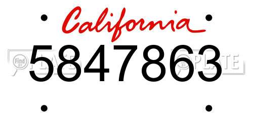 5847863 California License Plate