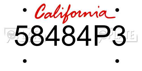 58484P3 California License Plate