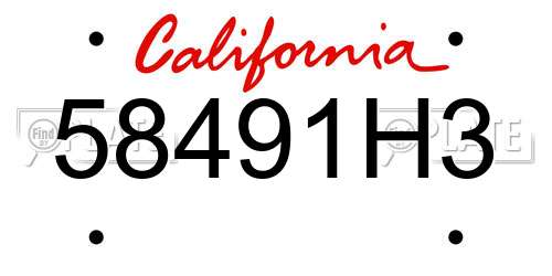 58491H3 California License Plate