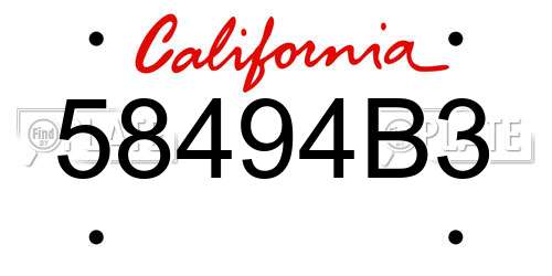 58494B3 California License Plate