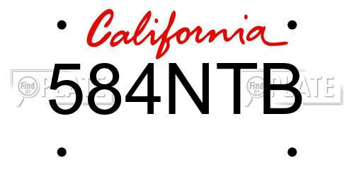 584NTB California License Plate