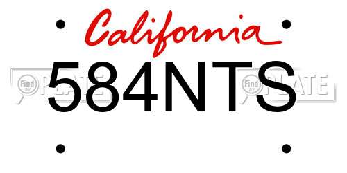 584NTS California License Plate