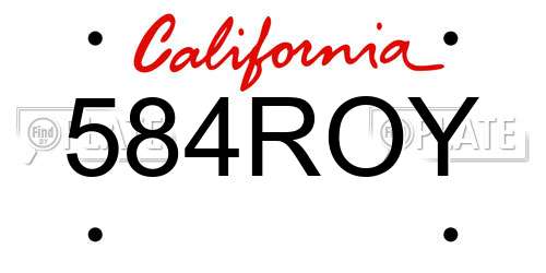 584ROY California License Plate