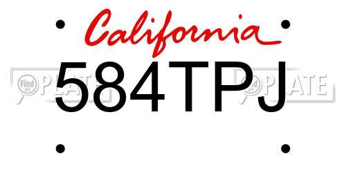 584TPJ California License Plate