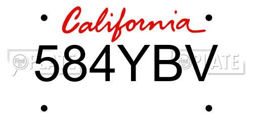 584YBV California License Plate