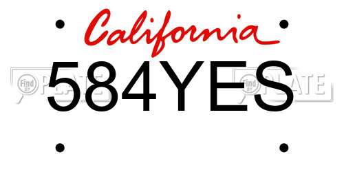584YES California License Plate