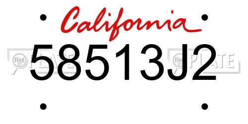 58513J2 California License Plate
