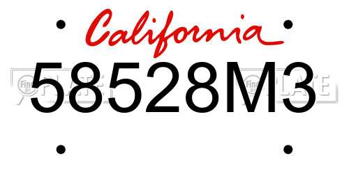 58528M3 California License Plate