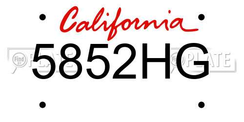 5852HG California License Plate