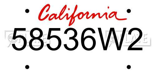 58536W2 California License Plate