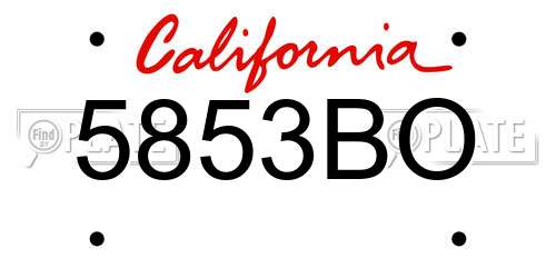 5853BO California License Plate