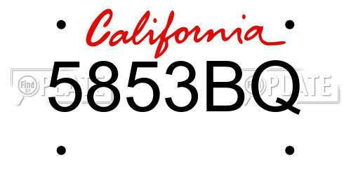 5853BQ California License Plate