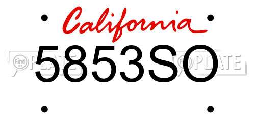 5853SO California License Plate