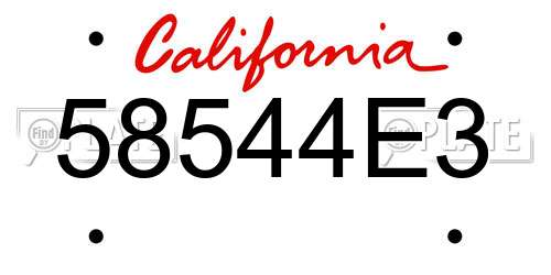58544E3 California License Plate
