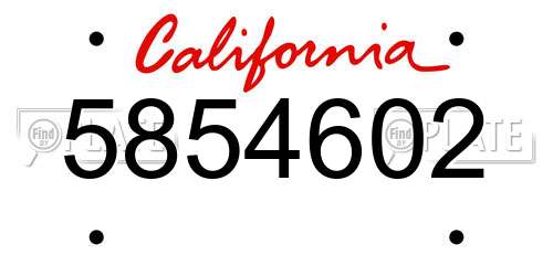 5854602 California License Plate