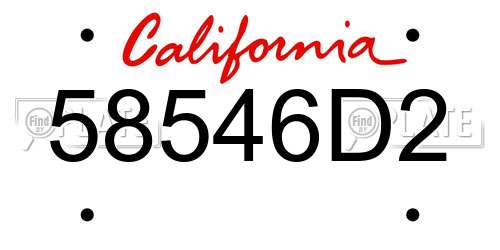 58546D2 California License Plate