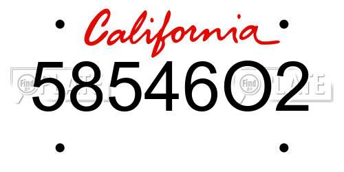 58546O2 California License Plate