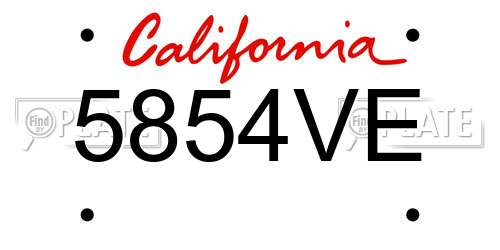 5854VE California License Plate