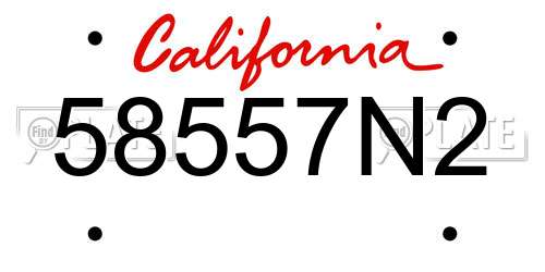 58557N2 California License Plate