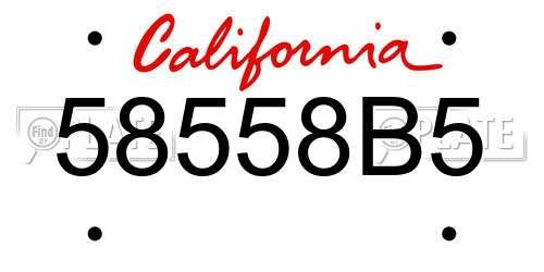 58558B5 California License Plate