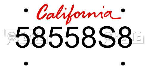 58558S8 California License Plate