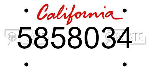 5858034 California License Plate