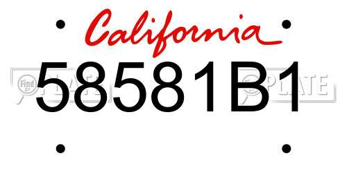 58581B1 California License Plate