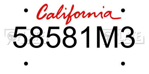 58581M3 California License Plate