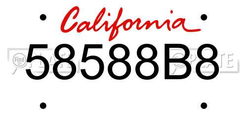 58588B8 California License Plate