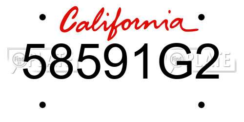 58591G2 California License Plate
