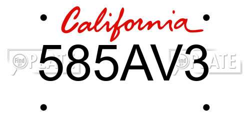 585AV3 California License Plate