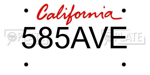 585AVE California License Plate