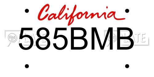 585BMB California License Plate