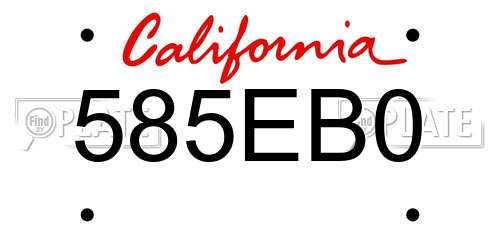 585EB0 California License Plate