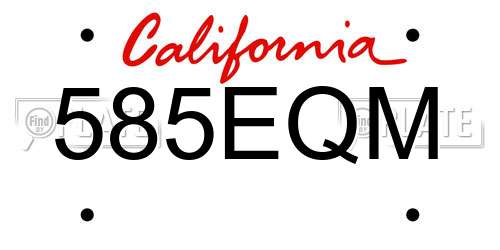 585EQM California License Plate