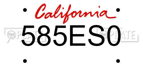 585ES0 California License Plate