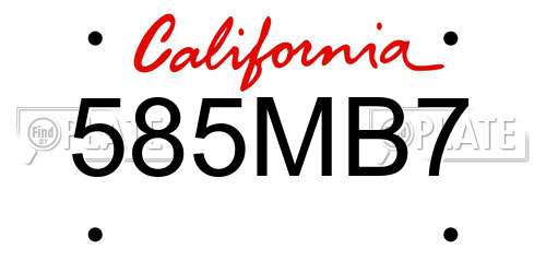 585MB7 California License Plate