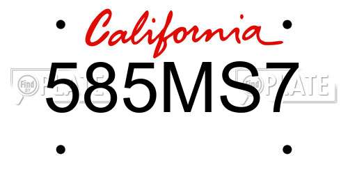 585MS7 California License Plate