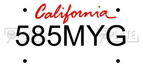 585MYG California License Plate