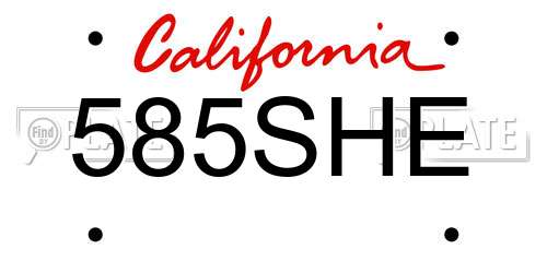 585SHE California License Plate