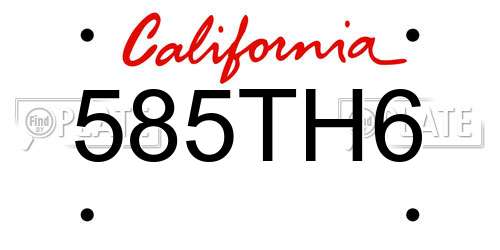585TH6 California License Plate