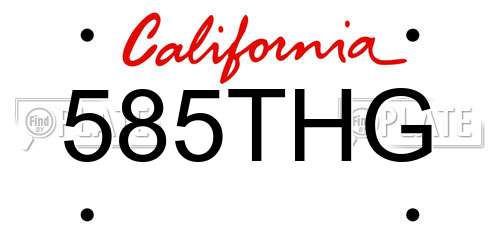 585THG California License Plate