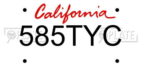 585TYC California License Plate