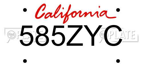585ZYC California License Plate