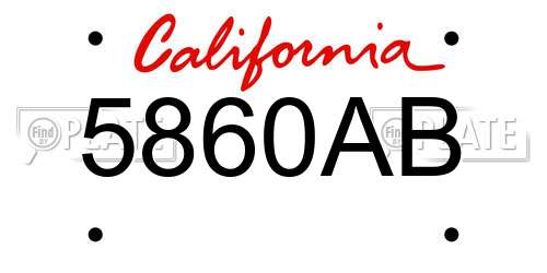 5860AB California License Plate