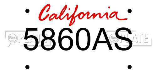 5860AS California License Plate