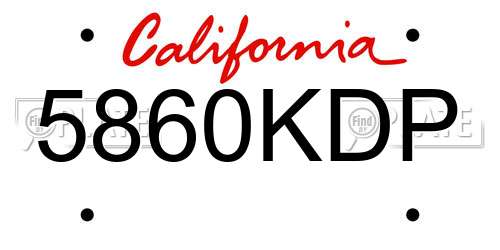5860KDP California License Plate