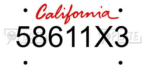 58611X3 California License Plate