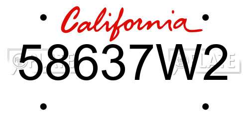 58637W2 California License Plate