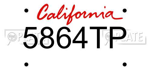 5864TP California License Plate